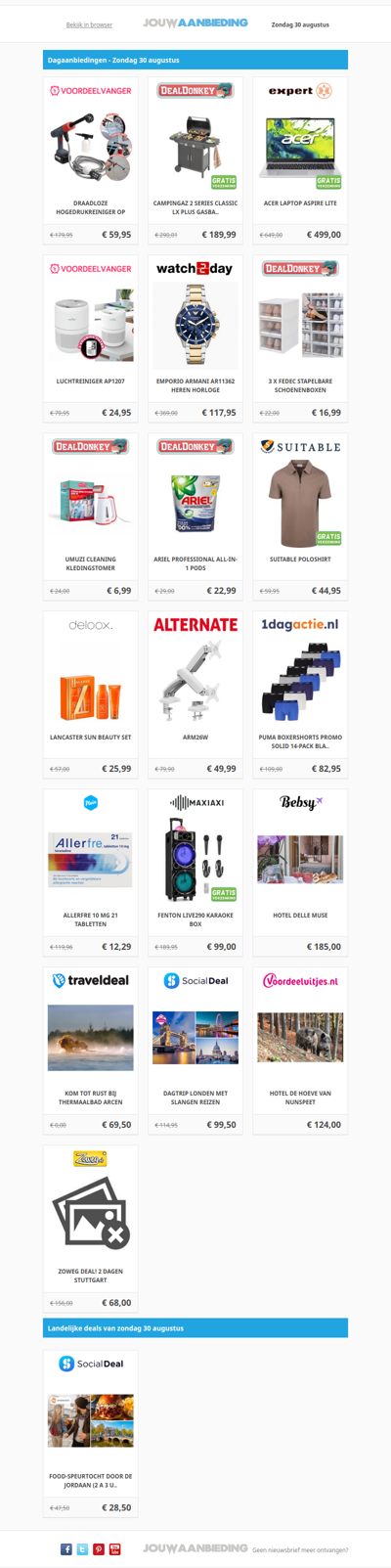Alle dagaanbiedingen van zondag 30 augustus