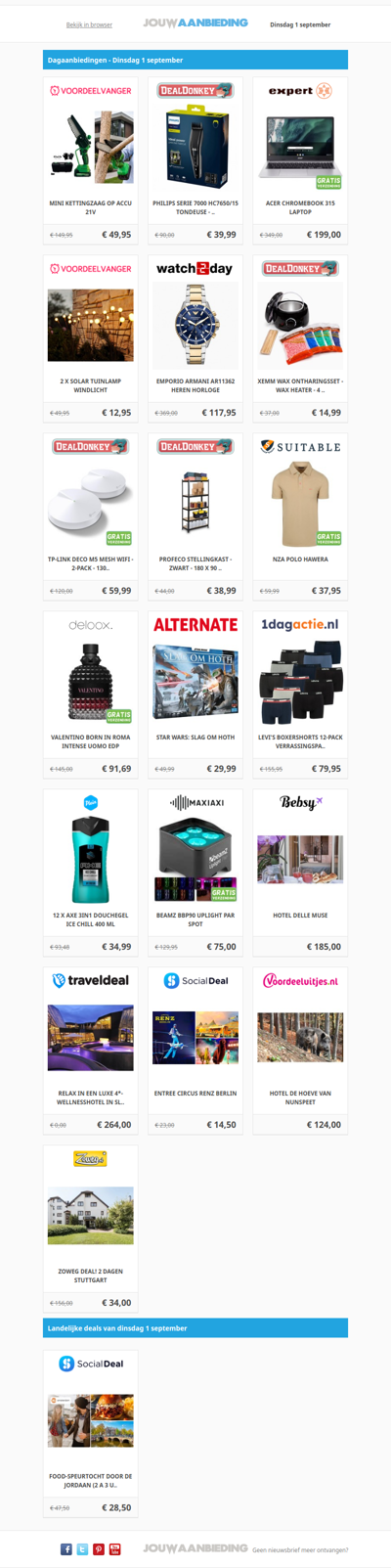 Alle dagaanbiedingen van dinsdag 1 september