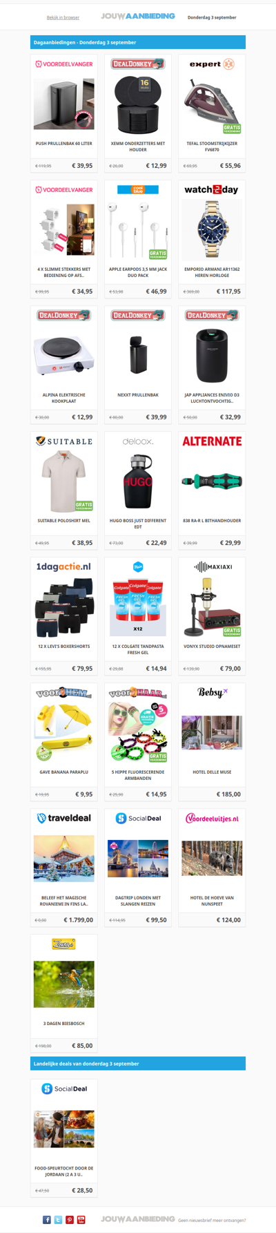 Alle dagaanbiedingen van donderdag 3 september