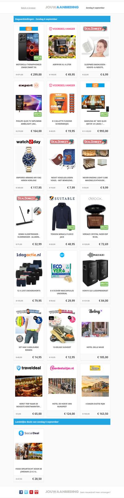 Alle dagaanbiedingen van zondag 6 september
