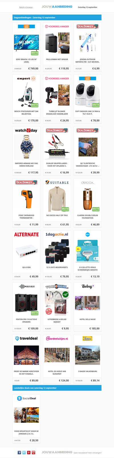 Alle dagaanbiedingen van zaterdag 12 september
