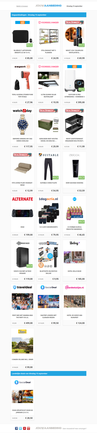 Alle dagaanbiedingen van dinsdag 15 september