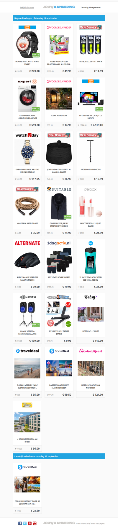 Alle dagaanbiedingen van zaterdag 19 september
