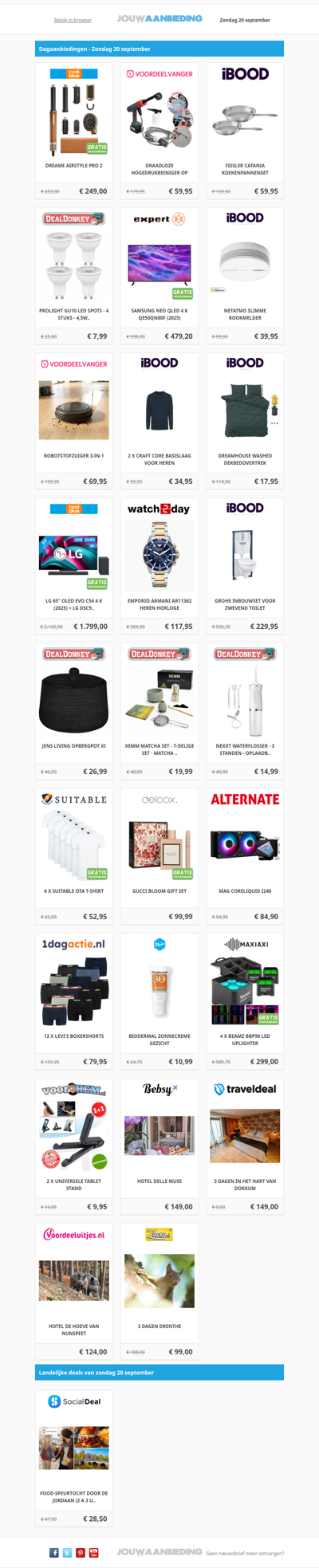 Alle dagaanbiedingen van zondag 20 september