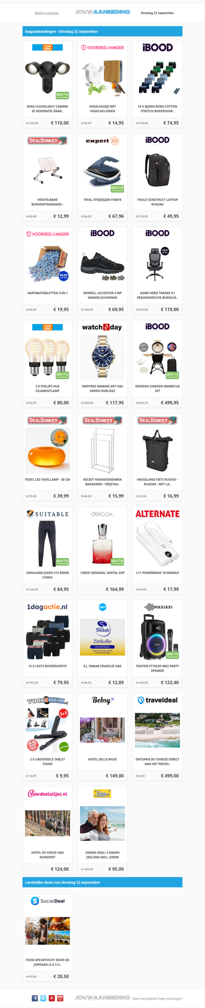 Alle dagaanbiedingen van dinsdag 22 september