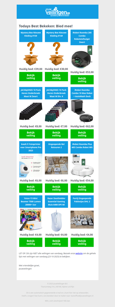 Reminder: Populaire veilingen lopen af! - Donderdag 23 oktober 2025