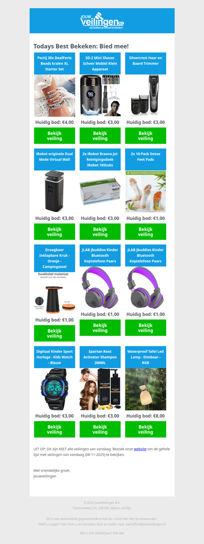 Reminder: Populaire veilingen lopen af! - Zaterdag 08 november 2025