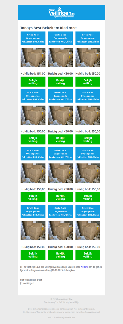 Reminder: Populaire veilingen lopen af! - Vrijdag 12 december 2025