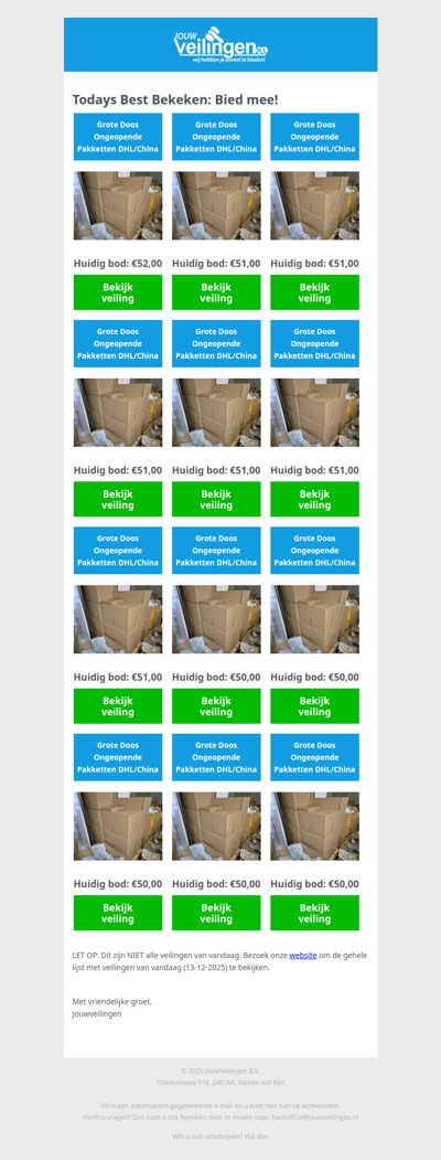 Reminder: Populaire veilingen lopen af! - Zaterdag 13 december 2025