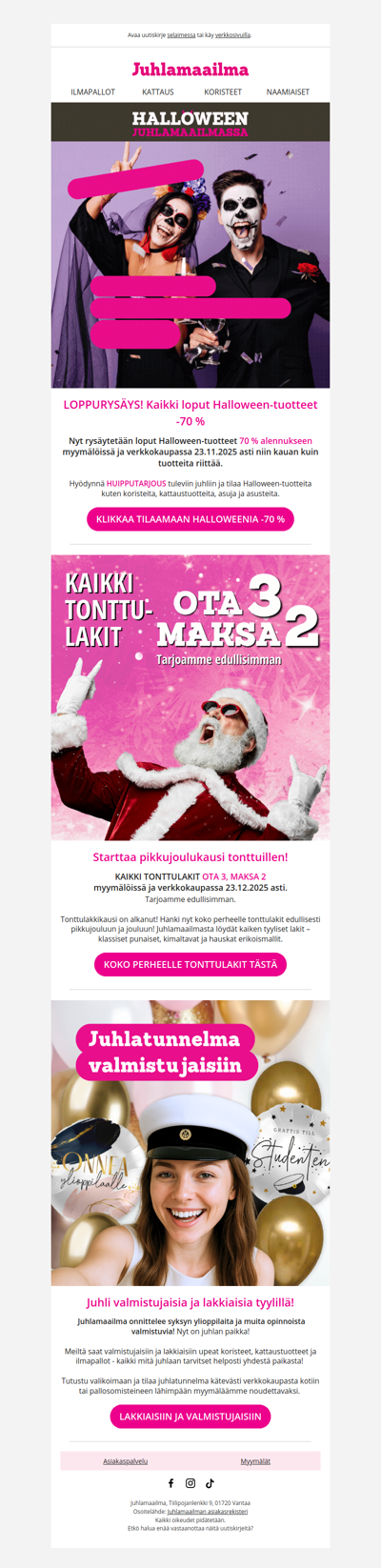 -70 % kaikki loput Halloween-tuotteet