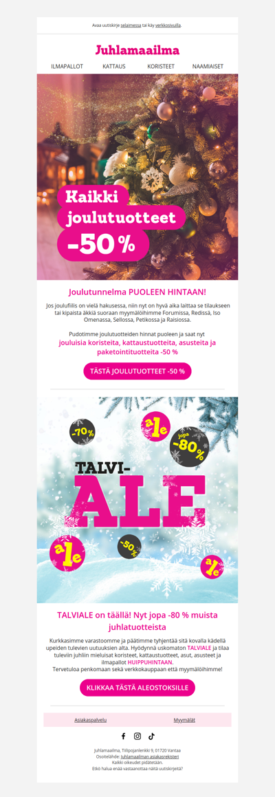 🎄 Joulutuotteet -50% 🎄