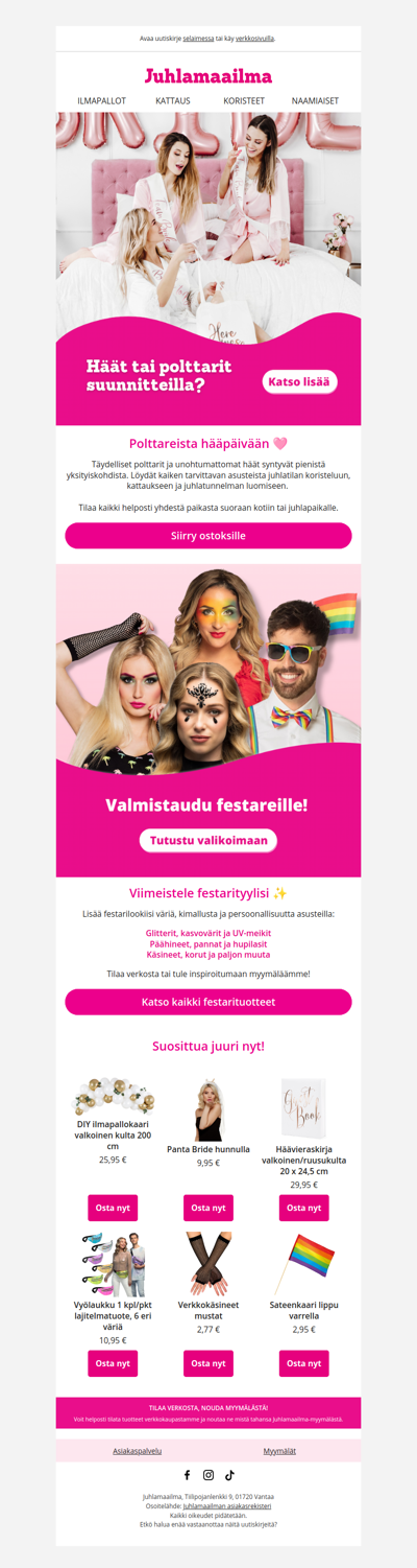 Häät, polttarit vai festarit? ✨
