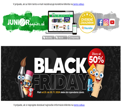 BLACK FRIDAY! Nepremeškajte fantastické zľavy až do -50%