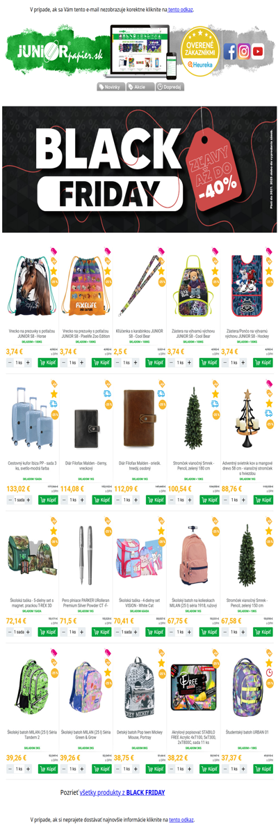 BLACK FRIDAY 🏷️  LEN DO NEDELE! 🕒 Nepremeškajte zľavy až do -40% 🔥