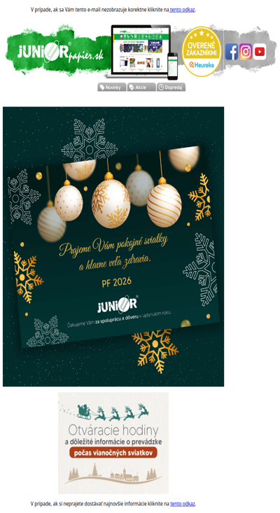 Prajeme pokojné sviatky a hlavne veľa zdravia - PF 2026 🥂🎉