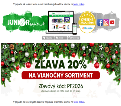 Zľava -20% na celý náš vianočný sortiment! 🎄🎀