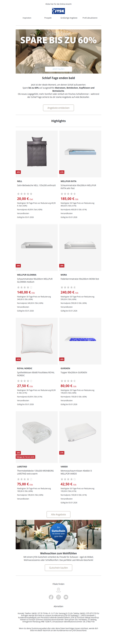 Besser schlafen & weniger zahlen – nur noch kurz