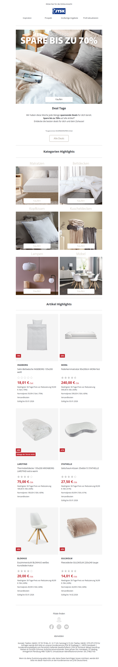 Spare bis zu 70% bei den Deal Tagen