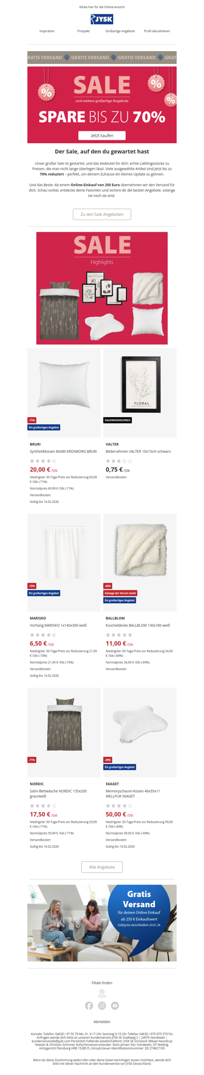 Spare bis zu 70% & Gratis Versand ab 250€ 😱🔥