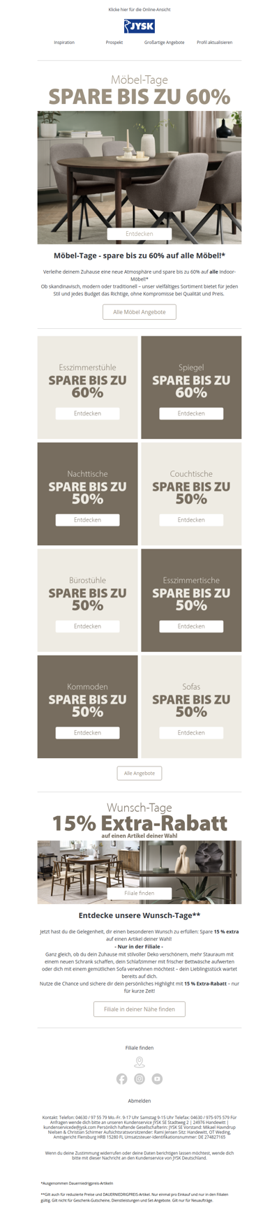 Spare bis zu 60% auf ALLE Möbel*