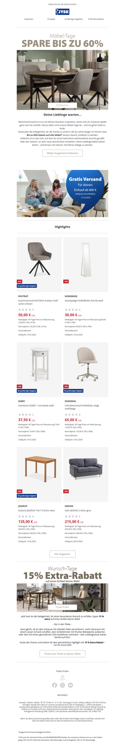 Vergiss nicht die Möbel Deals