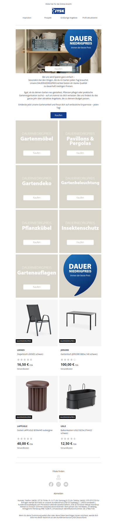 Immer der beste Preis - auch für Gartenartikel!