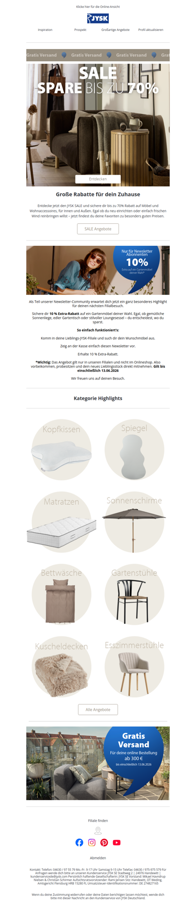 Spare bis zu 70% + Gratis Versand ab 300 Euro