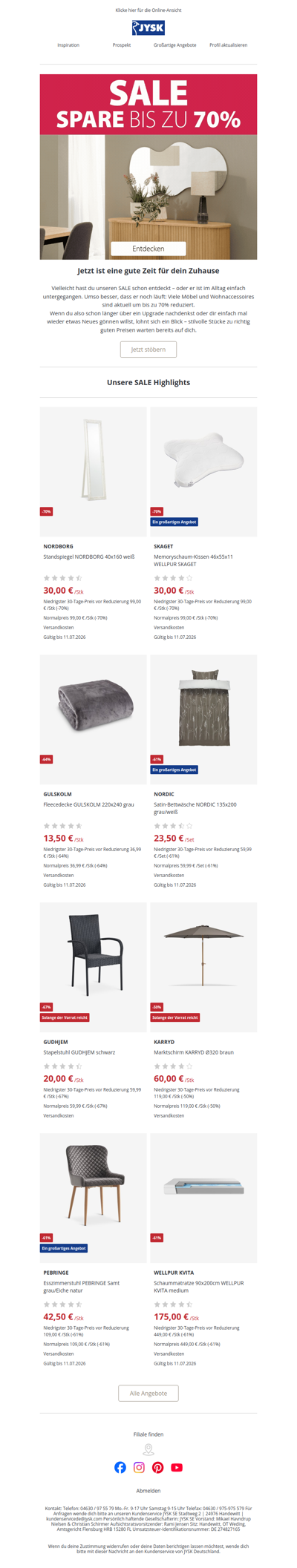 Schon gesehen? Bis zu 70% im SALE