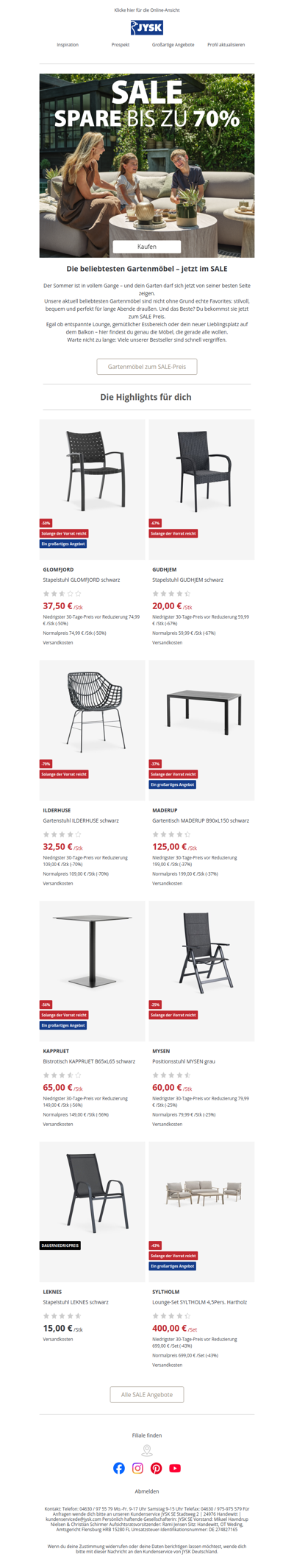 Gartenmöbel zum SALE-Preis