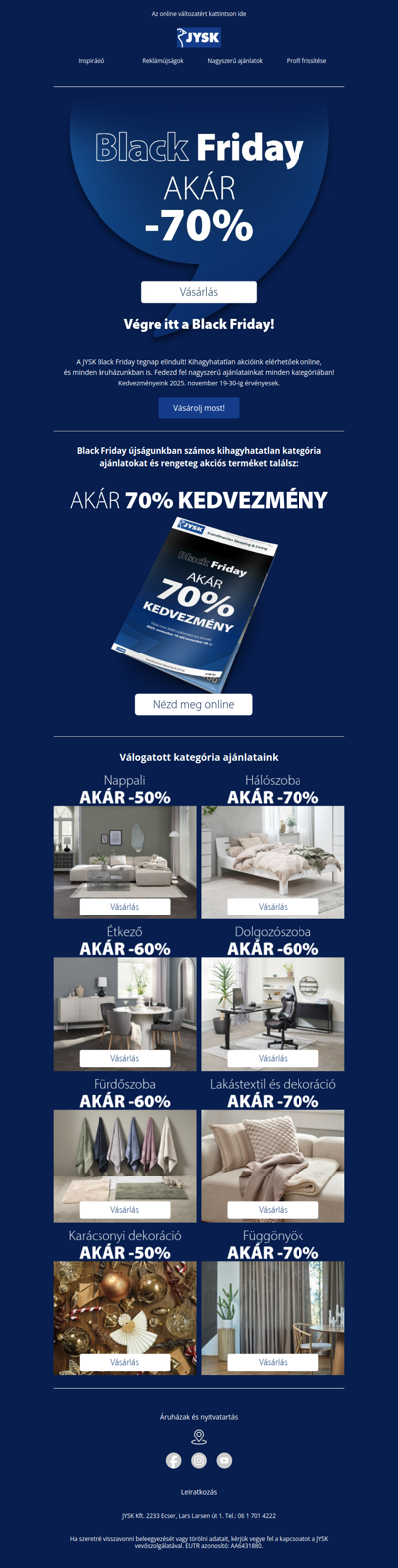 Tegnap indult a JYSK Black Friday ⚡ Akár -70%