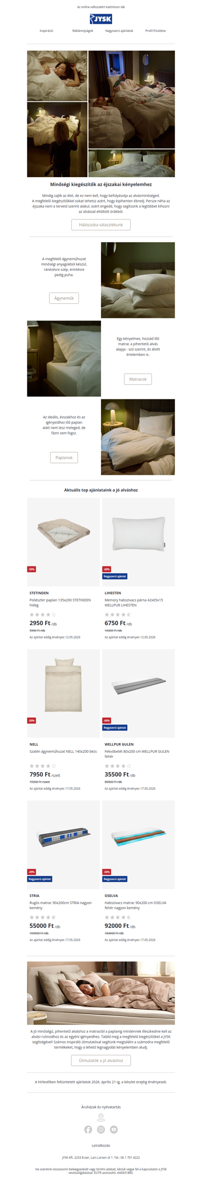 Nagyszerű ajánlatok a pihentető alváshoz 💤 Akár -60%