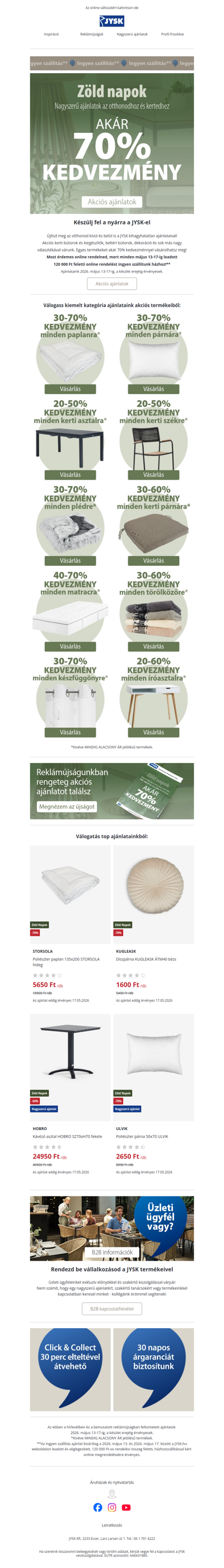 Akár 70% kedvezmény 📢 Elindult a Zöld napok 🤩