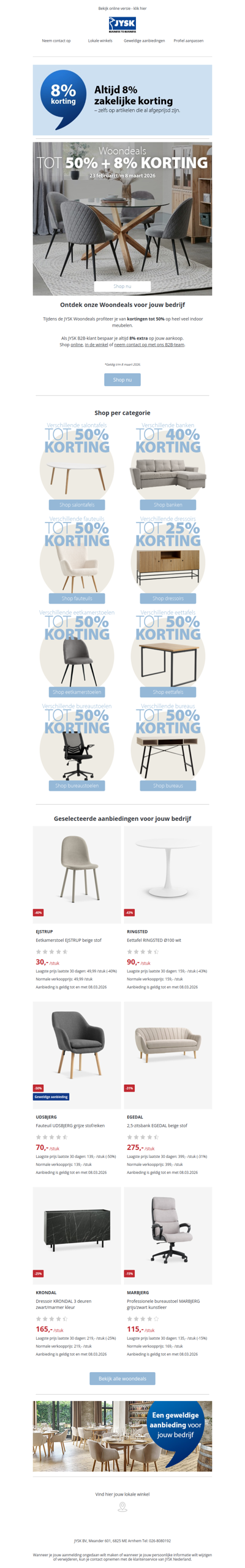 Tot 50% + 8% korting op heel veel meubelen 🪑💙