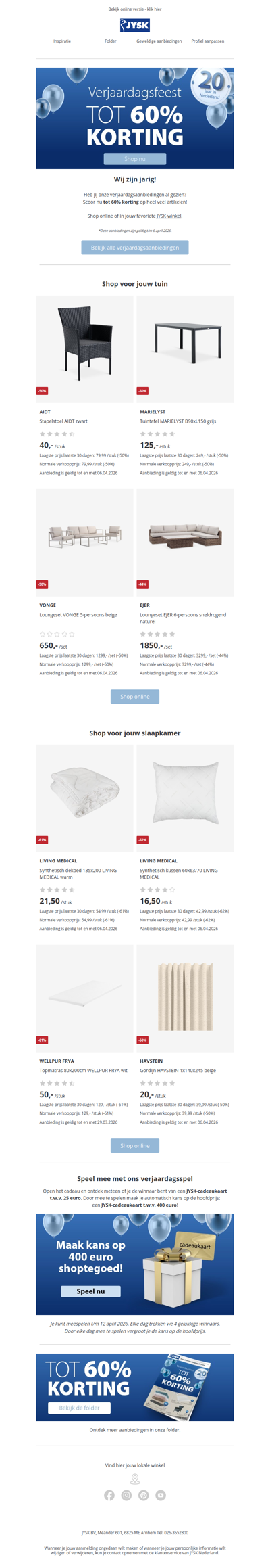 Vier met ons mee: JYSK bestaat 20 jaar in Nederland 💙