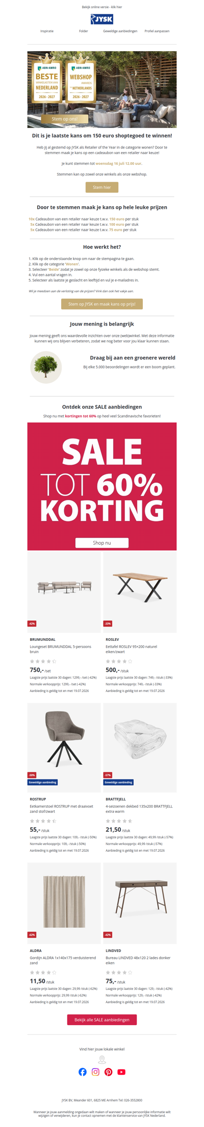 Stem op JYSK en maak kans op een mooie prijs 💙