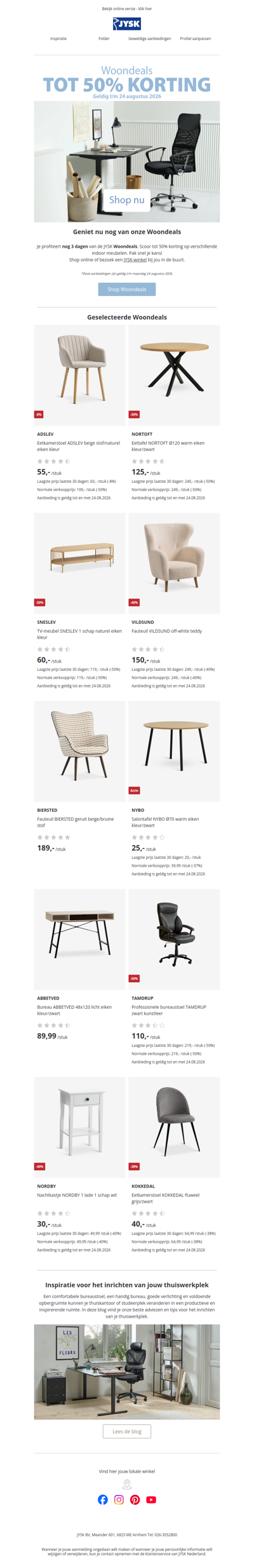 Geniet alleen deze 3 dagen nog van de JYSK Woondeals 😍
