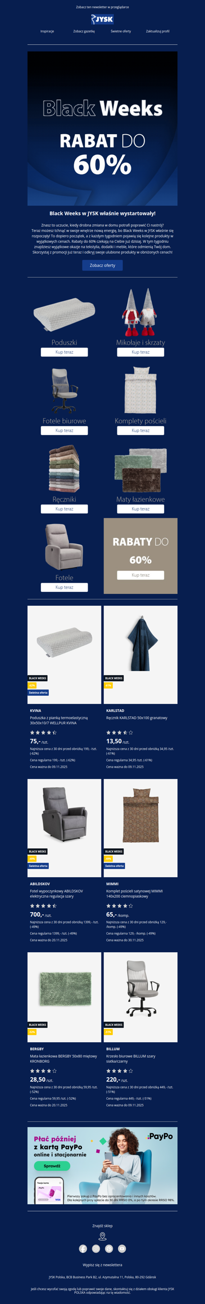 Black Weeks w JYSK właśnie wystartowały🖤