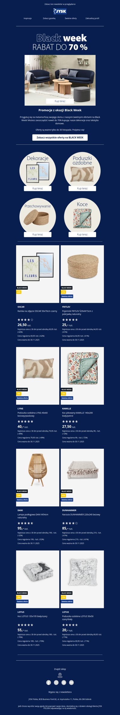 RABAT DO 70% na tekstylia i dekoracje do domu!