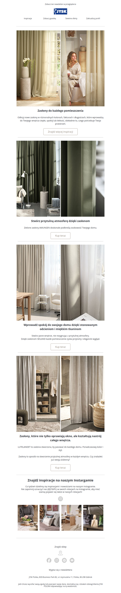 Odkryj nowe zasłony w JYSK