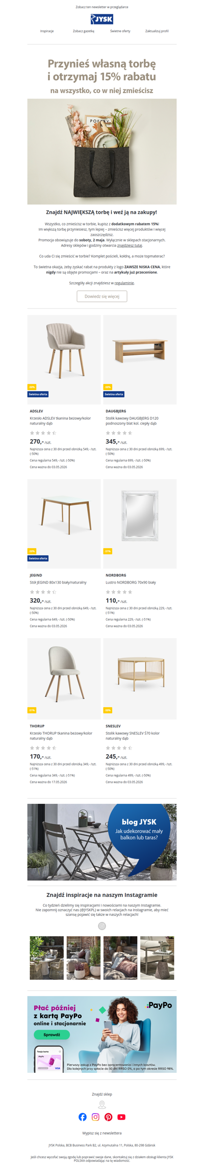 🛍️Dodatkowy rabat 15% na całe zakupy | Tylko do 02.05