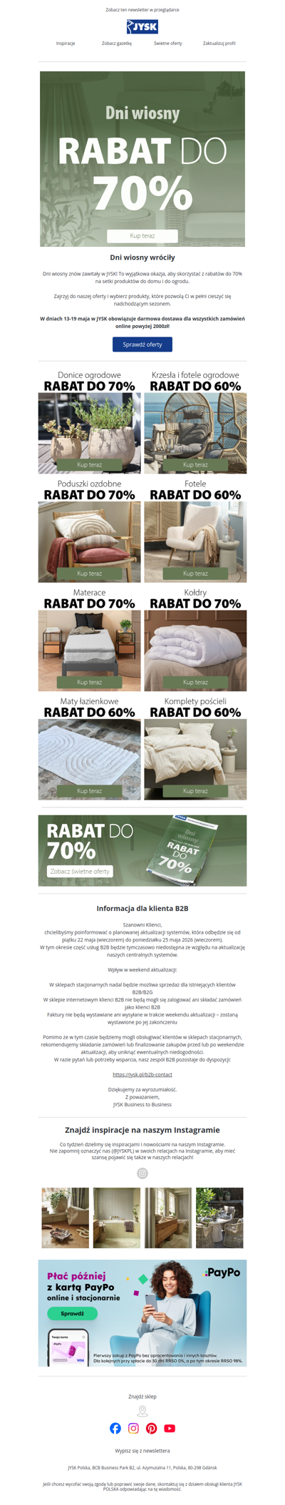 😍Rabaty do 70% w JYSK na Dni wiosny!