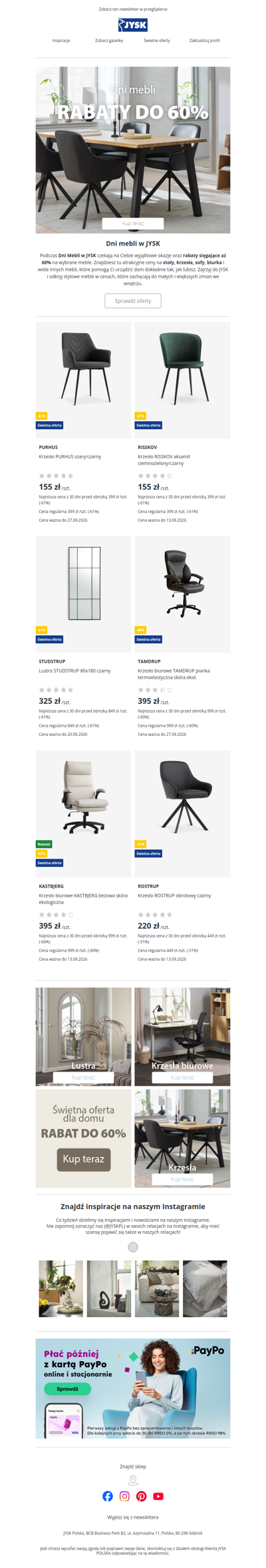 Rabat do 60% | Dni mebli 🛋️