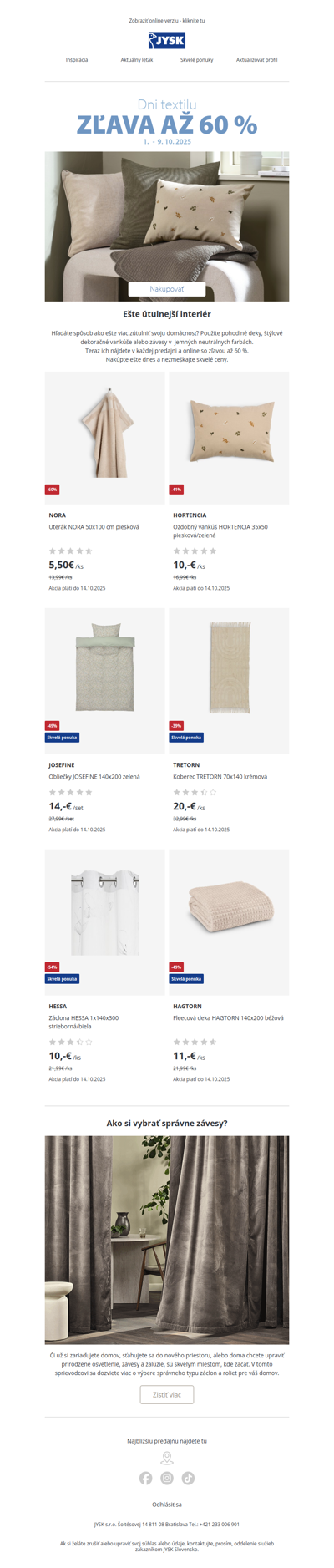 🤎Bytový textil v zľave až 60 %