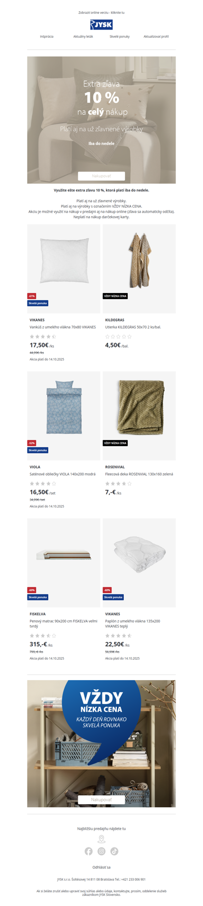 🤩Iba do nedele extra zľava na celý nákup