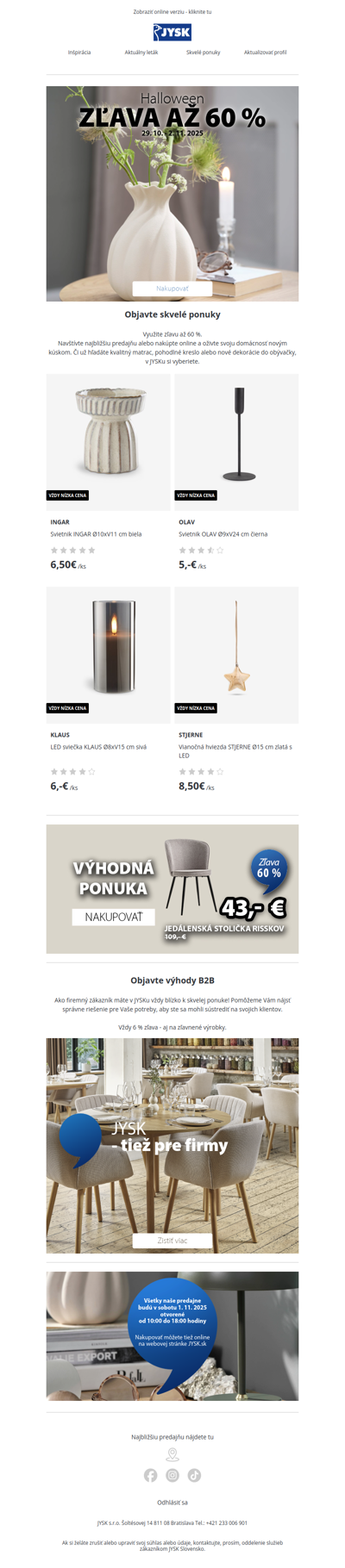 🎃 Zľava až 60 %- nakúpte ešte dnes