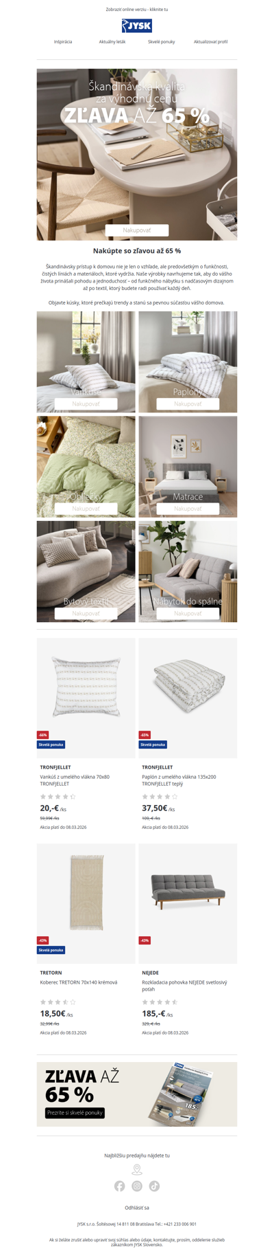 Zľava až 65 % - škandinávska kvalita za výhodnú cenu