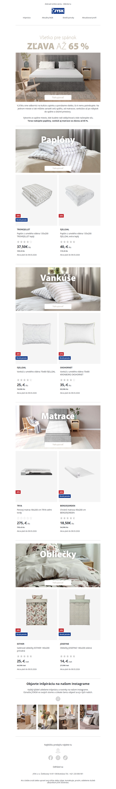 Paplóny aj vankúše so zľavou až 65 %