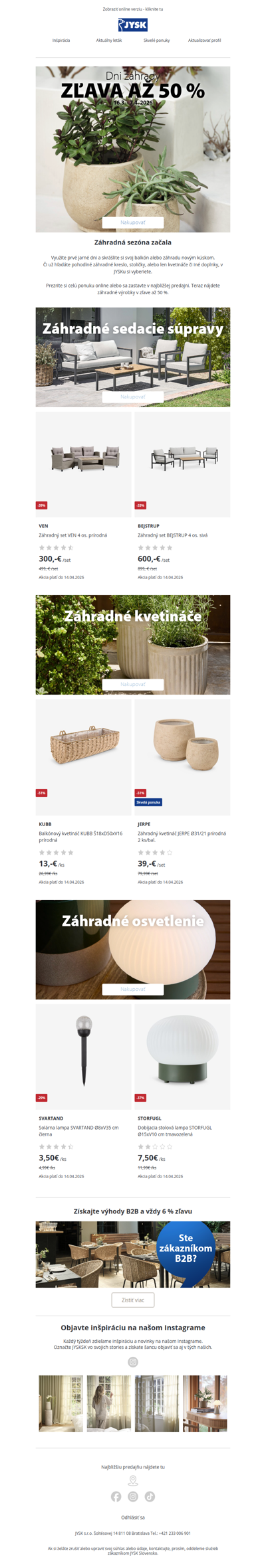 Všetko pre váš balkón a záhradu so zľavou 50 %