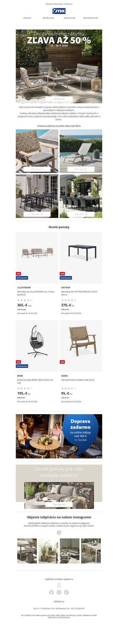 Záhradný nábytok v zľave až 50 %