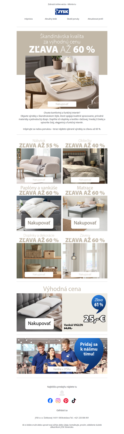 Zľava až 60 % čaká na vás